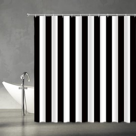 ABONAN Black and White Striped Shower Curtain Modern Fashion, 72 x 72 Inch