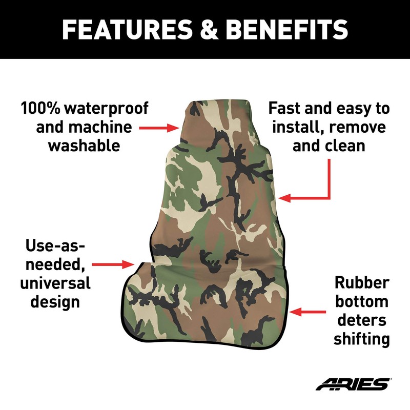 Aries Automotive 3142-20: Seat Defender Cover, Front, Univ, Camo
