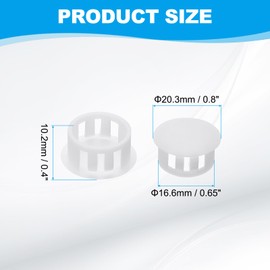 PATIKIL Plastic Hole Plugs, 48 Pcs 2/3"(17mm) Plastic Plugs Screw Hole Plug Snap Desk Grommet Buckle Knockout Locking Plugs Furniture Insert End Cap for Holes Kitchen Cabinet, White