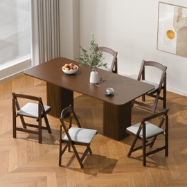 VTV Wooden Folding Chairs with Padded Cushion,Foldable Portable Commercial Chair Bamboo Folding for Indoor and Outdoor Events Party Chair for Home Office, Guest Room,Conference Room (Walnut)