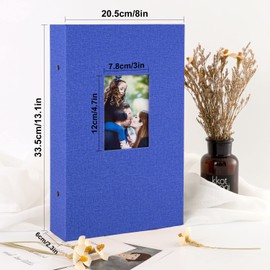Benjia Photo Album 6x4 Slip in, Linen 300 Pockets Photo Albums Holds Landscape Only 10x15cm Picture Blue