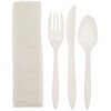 White Medium Weight Plastic Cutlery Kit with a Fork, Knife,