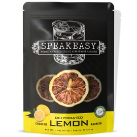 Premium Dried Lemon Slices for Cocktails - 1.5oz Citrus Garnish, All-Natural Dehydrated Fruit for Home Mixologists, Bartenders, Craft Cocktails, Mocktails, Beverages, and Drink Decoration | Speakeasy Premium Craft Cocktail & Beverage Garnishes