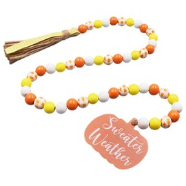 DECHOUS Thanksgiving Wood Bead Garland with Tassel Rustic Farmhouse Decor for Restaurant Decorative Wooden Beads for Tiered Tray Party Decoration Unique Seasonal Touch