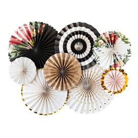 YFFSFDC Paper Fan, 8-piece Set, Flower Type, Birthday Decoration, Party Decoration, Japanese Style, Birthday, Anniversary, Wedding, Celebration, Decoration, Stylish, Gold