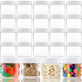 Small Plastic Containers With Leads - 5 OZ Small Jars with Lids - 24 Pack - Great as Travel Containers for Creams, Cosmetic - Leak Free