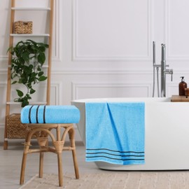 MyOwn Cotton 2 Pack Oversized Bath Towel Set 28x55 inches, Large Bath Towels, Ultra Absorbant Compact Quickdry & Lightweight Towel, Ideal for Gym Travel Camp Pool - Sky Blue, 71616