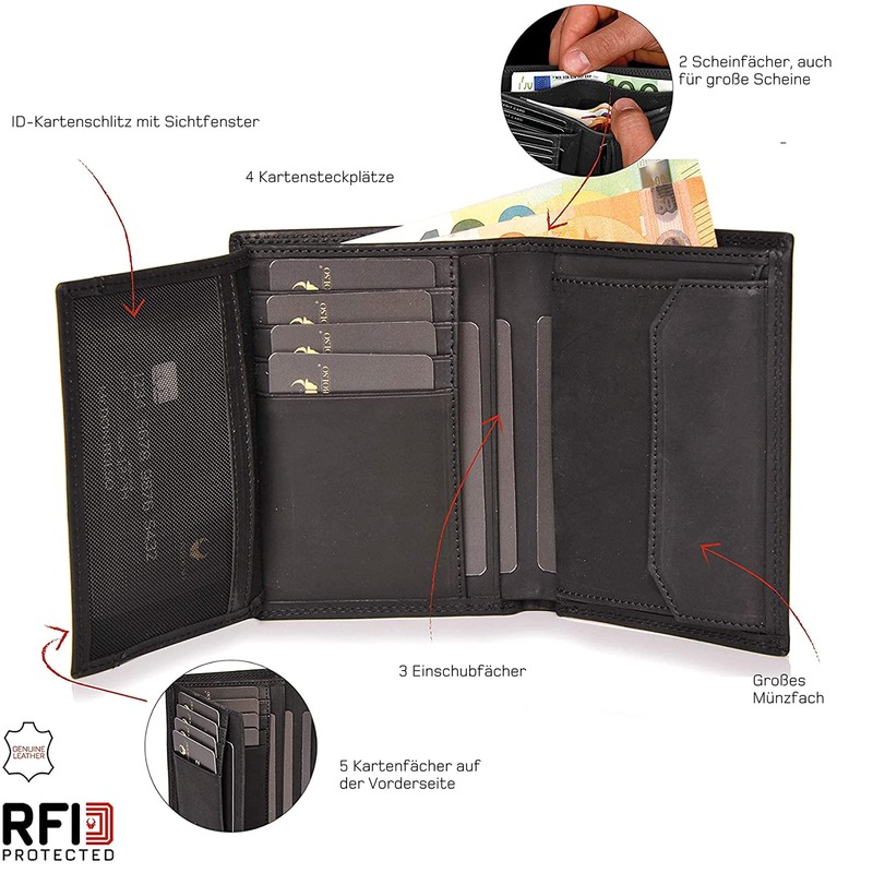 Donbolso Vienna I Large Leather Wallet for Men with RFID