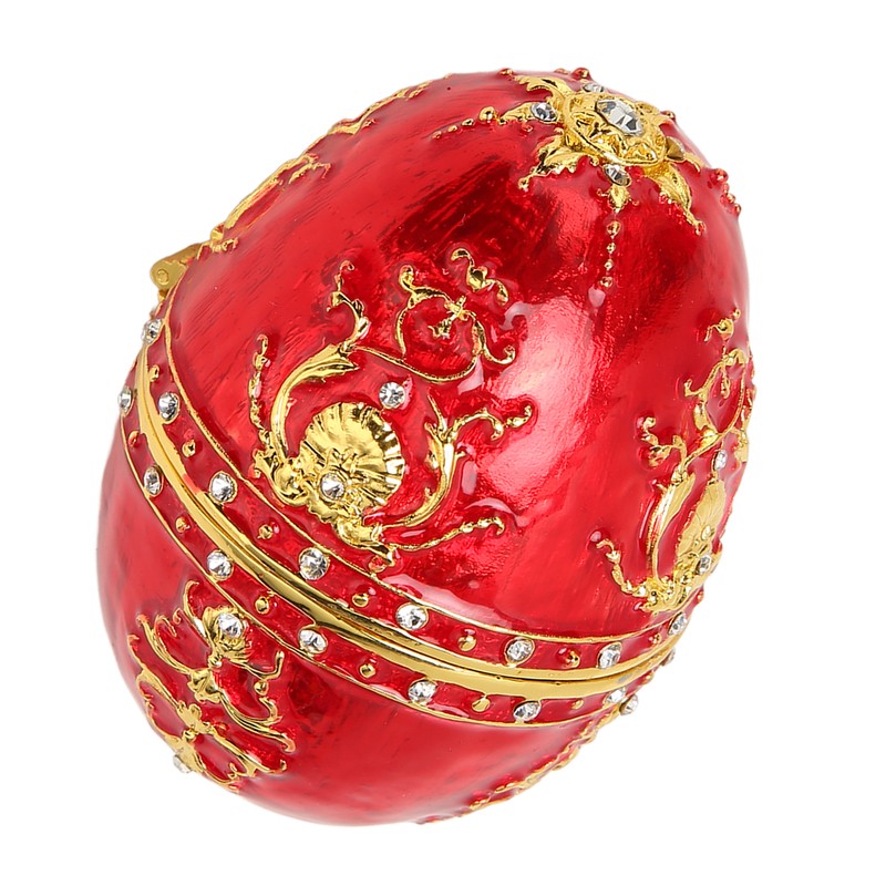 Egg Style Jewelry Trinket Box Zinc Alloy Hand Painted Enameled