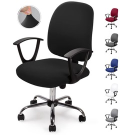 Cover for Office Chair Office Chair Cover Washable Elastic Seat Cover Computer Office Chair Cover Universal Chair Covers Swivel Chair Covers Set for Office Chair Armrests Chair (no chair) (Black, 1)