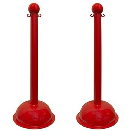 Mr. Chain Heavy-Duty Stanchion, Red, 41-Inch Height, 3-Inch Diameter Pole, Pack of 2 (99905-2)