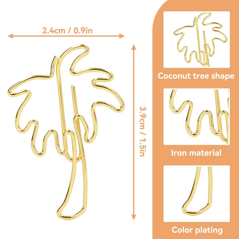 Small Paper Clips, 50PCS Gold Paperclips Cute Palm Tree Shaped