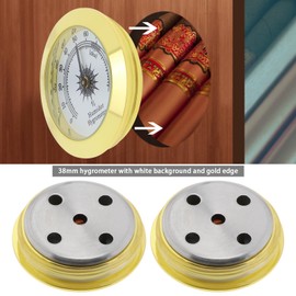 EMSea Hygrometer Round 38mm Alloy for Precise Monitoring Guitar Case Cigar Case Greenhouse Wine Cellar Warehouse Filing Cabinet Gold Pack of 2