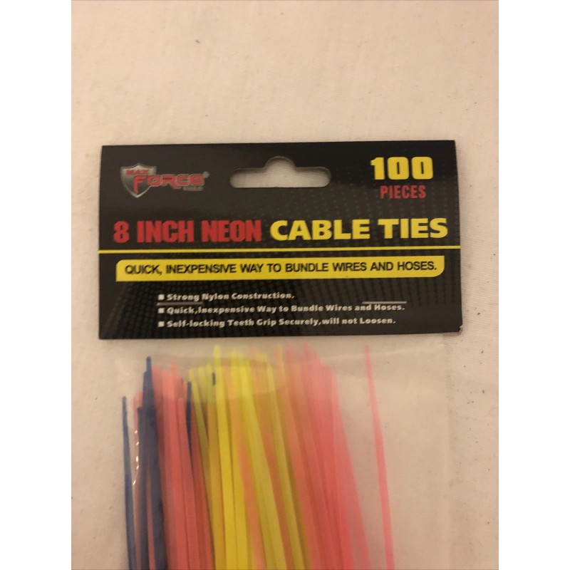 Max Force 8" Neon Cable Ties (2221237)
