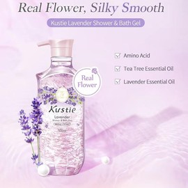 【Power Of Flower 】 Kustie  Rose flavor  lavender flavor  cherry blossom flavor Body Wash for Women WithPump - Specification: lavender, Scent_sales: 500ML