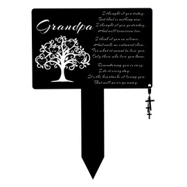 Cemetery Decorations for Grave Marker for Grandpa,Metal Cemetery Plaques for Grave Site Decor,Waterproof Memorial Plaques for Outdoors,with Cross Charm