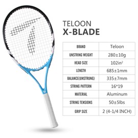 Teloon Recreational Adult Tennis Rackets-27 inch Tennis Racquet for Men and Women College Students Beginner Tennis Racket. (V1-Blue and Black)