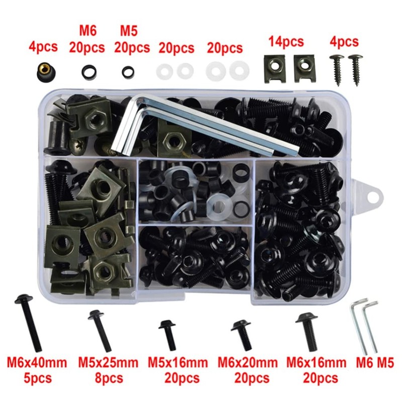 MACHSWON M5 M6 Fairing Bolts Nut Clips Kit for Kawasak