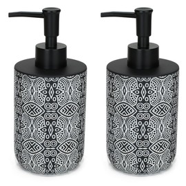 Juego de 2 dispensadores de jabón de manos, dispensador de jabón líquido de resina para encimera de baño, dispensador de jabón pesado y resistente para cocina, color negro