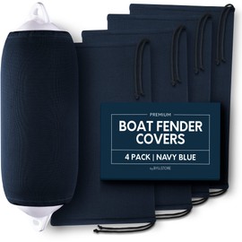 Byllstore Boat Fender Covers | Several Size Options Available | Black & Navy Blue | 1, 2 & 4-Pack | Polyester (4-Pack, Navy Blue, 10″ x 26″)