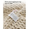 YnM Chunky Throw Blanket, Hand Knitted with Chenille Yarn, Skin