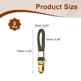 PATIKIL 5 Pcs Hanging Tea Towel Clips, 0.9" Width Braided Cotton Loop Towel Clip with Gold Metal Clamp for Kitchen Bathroom RVs Camping Hanging Organize Tool, Green