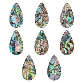 BENECREAT Pack of 8 Abalone Shell Pendants, Natural Abalone Shell Drop Pendants for Making Anklets, Necklaces and Bracelets, DIY Hole: 1.6 mm, Paua Shell, No Gemstone