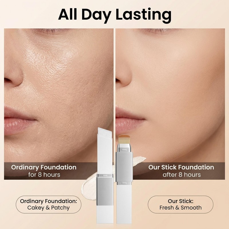 Color Changing Foundation Stick, Double-head Blanc Cover Cream Stick with