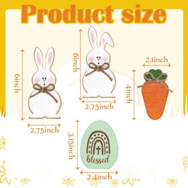 Yousoontic 7 Pcs Easter Tiered Tray Decor Wooden Easter Eggs Decorations Farmhouse Wood Bunny Carrot Signs Decorative Rustic Happy Spring Sign for Home Table Party Tabletop