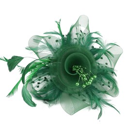 KalluliCC Fascinators Hat for Women Tea Party,Green Kentucky Derby Hats with Mesh Ribbons Feathers Headbands for Women Girls