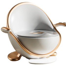 Potty Toilet,Training Toilet Seat,Small Toilet,Household Potty,with Base, Multi Functional Mini Urinal, Removable Seat Cushion,Detachable to Avoid Getting Your Hands Dirty (White and Gold)