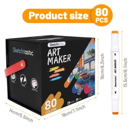 Alcohol Markers Dual Tip Marker Set, 80 Vibrant Colors for Adults, No Bleed Colors for Artists, Based Markers for Coloring Books, Sketching and Art Projects