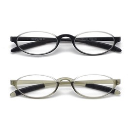 Mcoorn Retro Design Flexible Reading Glasses Lightweight (Elastic Plastic) Reader,Half Round Frame Magnification for Men and Women, 2.50