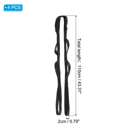 PATIKIL 43 Inch Daisy Chain Straps, 4 Pack Strong Climbing Strap Adjustable Nylon Chain Sling with 8 Loops for Aerial Yoga Hammock Swing, Black