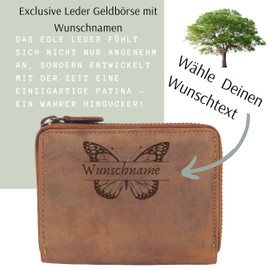 FFelsenfest Wallet with Desired Name Butterfly Motif, brown, coin purse