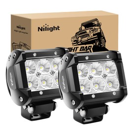 Nilight Led Pods 2Pcs 18W 1260LM Flood Off Road Lights Super Bright Driving Work Fog Lamps for Trucks Pickup Golf Cart SUV ATV UTV 4x4 Van Camper Boat