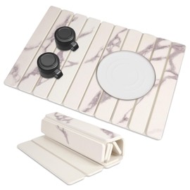 23*16'' Large Stone Quick Drying Mat For Kitchen Counter Bathroom Foldable and Absorbent Diatomaceous Earth Drying Stone Mat Home Pad Fast-Drying Floor Mat Marble White