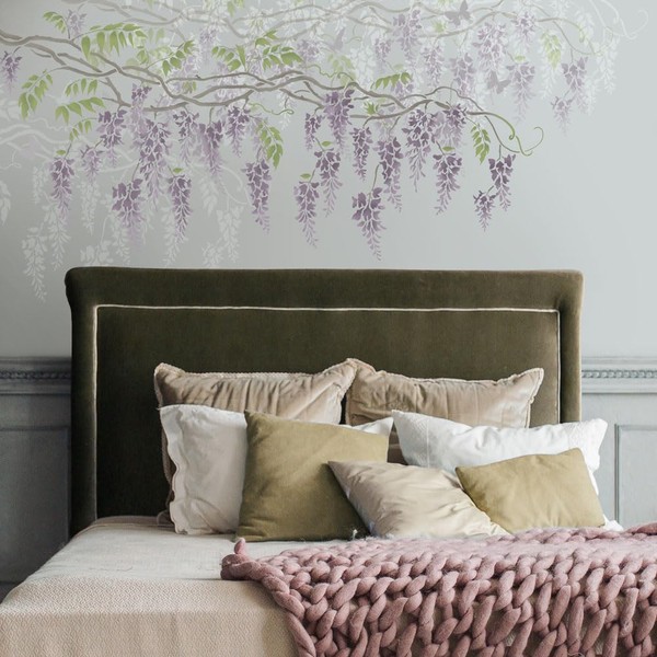 Reusable Wisteria Branch Wall Stencil - Large Stencils - Botanical