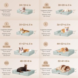 EHEYCIGA EHEYCIGA Orthopedic Dog Bed for Medium Dogs, Waterproof Memory Foam, Sage Green, 30"L x 20"W x 6.5"Th