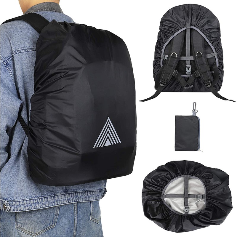Waterproof Backpack Rain Cover (15-75L), Reflective Rucksack Cover, Adjustable Foldable