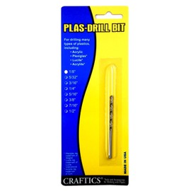 1/8" Drill Bit for Plastic (Acrylics, Plexiglas, Lexan, ABS, PVC, and more) Works with Hand Drill by Craftics