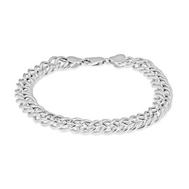 Tuscany Silver Unisex Sterling Silver Double Curb Chain Bracelet Rhodium Plated - 20cm/8'