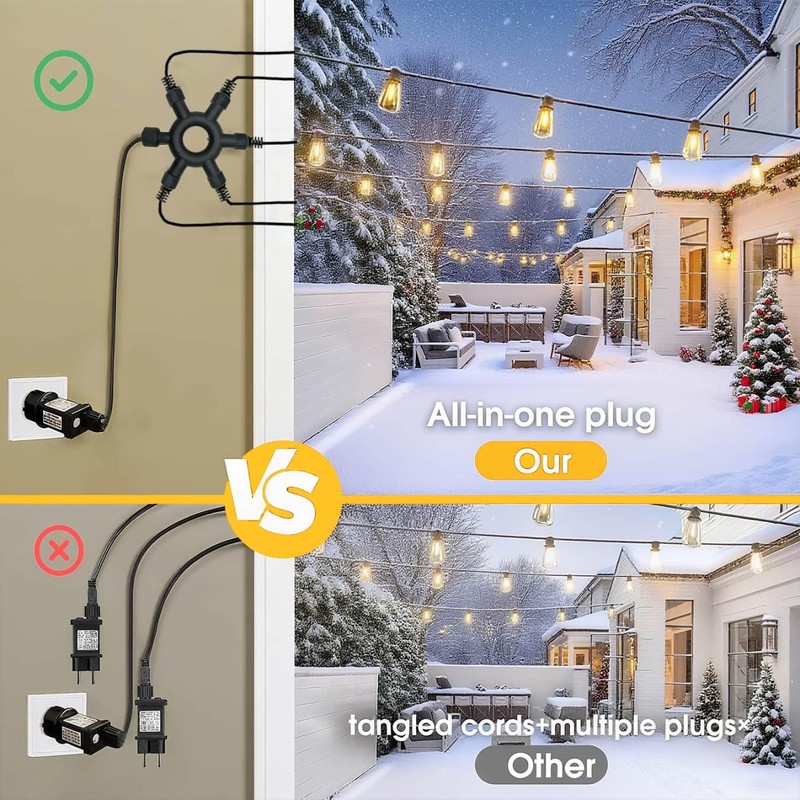 Dekofun Christmas Light Splitter Connector, 2 Pin 1-to-5 Fairy Lights
