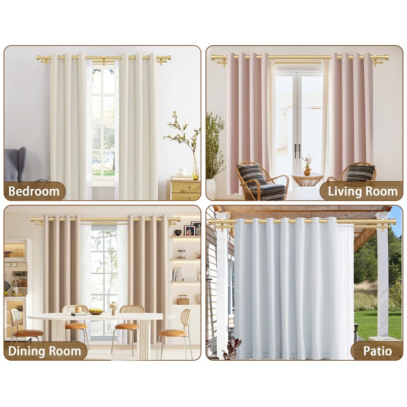 KAMANINA 1 Inch Double Curtain Rod 36 to 72 Inches