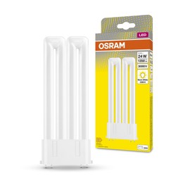 Osram Dulux LED F24 EM, 2G10, 12 W, 1350 lm, 3000 K, warm white light colour, LED replacement for conventional compact fluorescent lamps with 4-pin 2G10 plug-in base, extremely long service life, no warm-up time