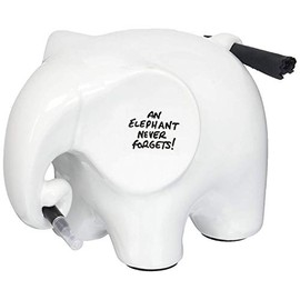 Luckies Desk Whiteboard | Mini Whiteboard & White Board Pen | Eric The Elephant Desk Decor & White Elephant Gifts For Women | Ceramic Desk Accessories | Office Accessories | Includes Black Pen & Cloth