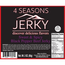 4 Seasons Jerky Sweet And Spicy Black Pepper Beef Jerky 2.75oz - 3 PACK