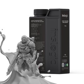 Inslogic Water-Washable ABS-Like Resin, Combines Features of ABSLIKE Resin & Water Washable Resin, Non Brittle, High Precision, Fast Curing 3D Resin for LCD DLP SLA 3D Printers, 1KG Grey