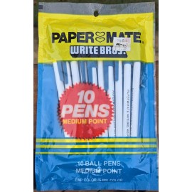 Paper Mate VTG 1980 Paper Mate Write Bros. Pens Pk of 10 Blue Ball Pens Medium Point NOS