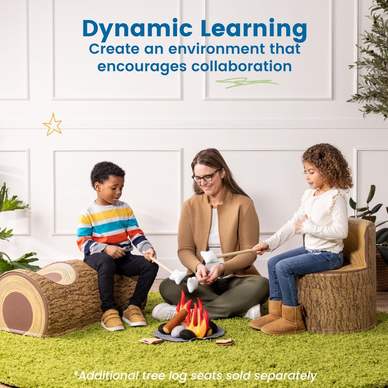 ECR4Kids SoftZone Tree Log Chair, 12in, Flexible Seating, Chocolate